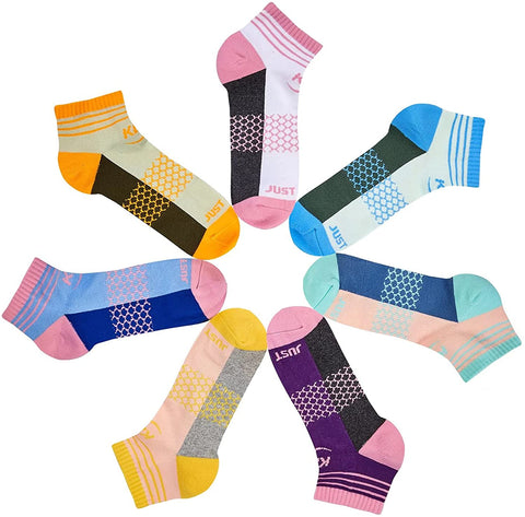 Womens Ankle Socks 7 Pairs Running Athletic Cushioned Sole Heel Shield Socks With Tab