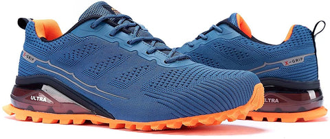 Kricely Men's Women Trail Running Shoes - Non-Slip Hiking Shoes Breathable Walking Footwear Outdoor Road Athletic Sneaker Blue