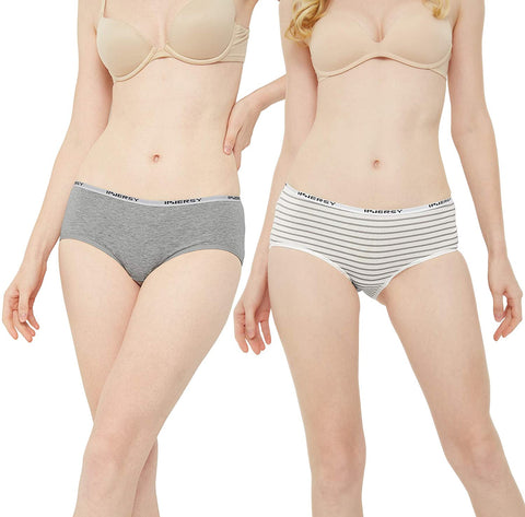 INNERSY Womens Cotton Sporty Underwear Hipster Panties Regular & Plus Size 6-Pack