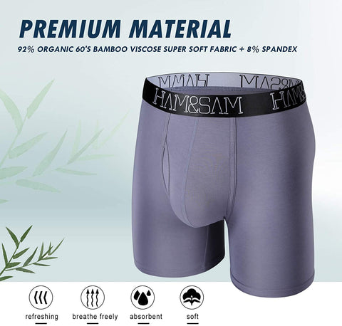 Men's Boxer Brief 4 Pack Bamboo Viscose Soft Comfortable Breathable Underwear for Men