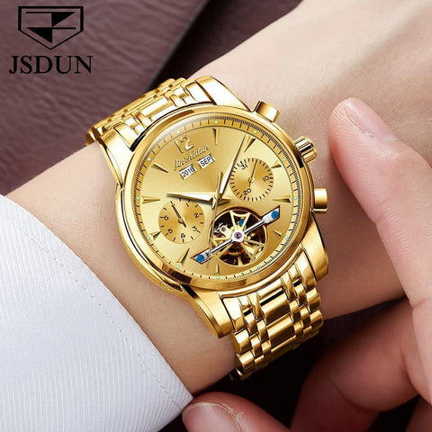 Golden Mens Mechanical Watch Automatic Wrist Watch