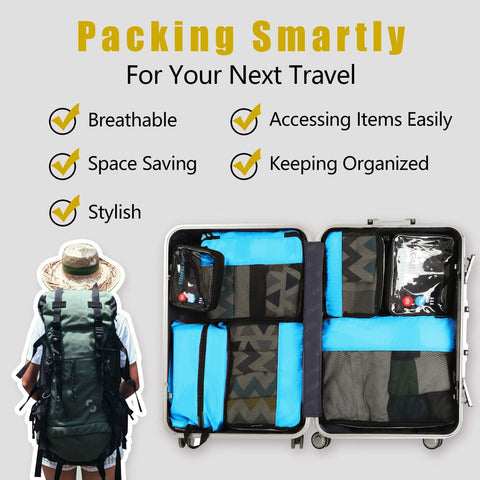BAGAIL 8 Set Packing Cubes+4 Set Compression Packing Cubes