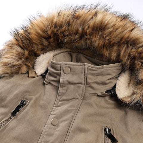 Men's Detachable Hooded Zipper Up Sherpa Lined Parka Jacket