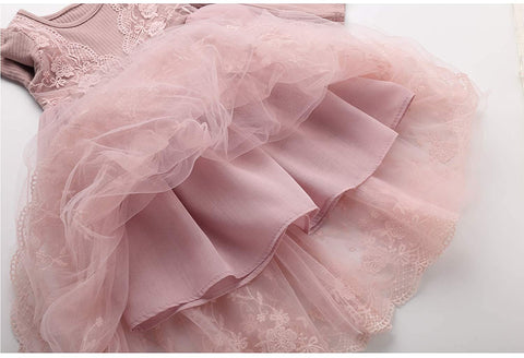 Baby Girls Dress Long Sleeves Tulle Princess Gypsophila Dresses Casual for Toddler Girl Age 6M-7T