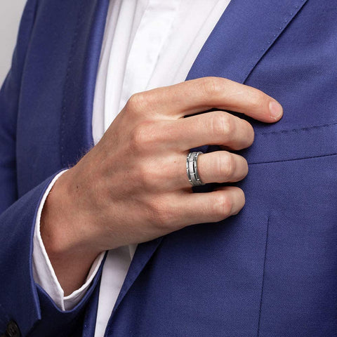 8mm Mens Tungsten Wedding Band Silver/ Gold/Black Brick Pattern Brushed Finish Engagement Ring Masculine Comfort Fit Size 7-13