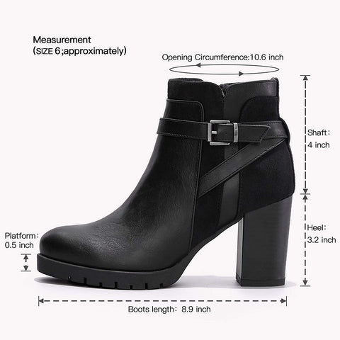 mysoft Womens Ankle Boots Chunky High Heel Zipper Booties
