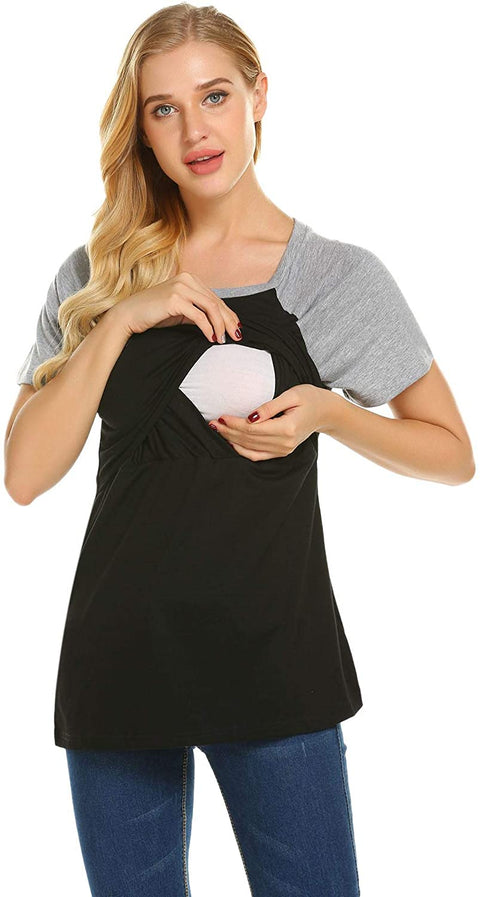 Pregnancy  Layered  Loose  Breastfeeding Tee Shirt