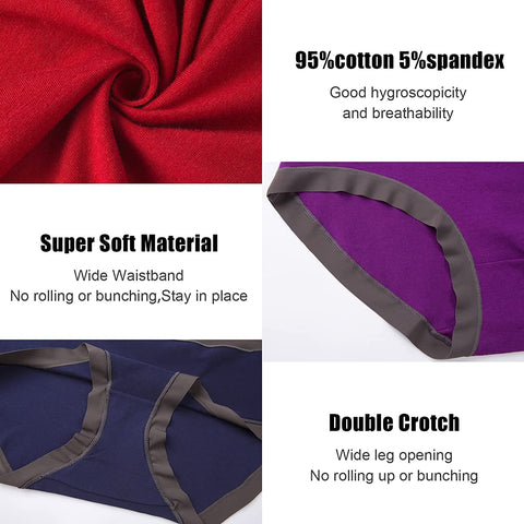 Womens Cotton Underwear, 5 Pack Seamless Briefs Soft Full Coverage Hipster Panties Breathable Stretch Briefs