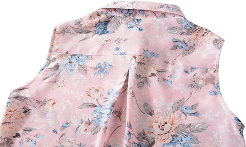 TIMSEM Womens Sleeveless Floral Printed Chiffon Casual Blouse Shirts Tops