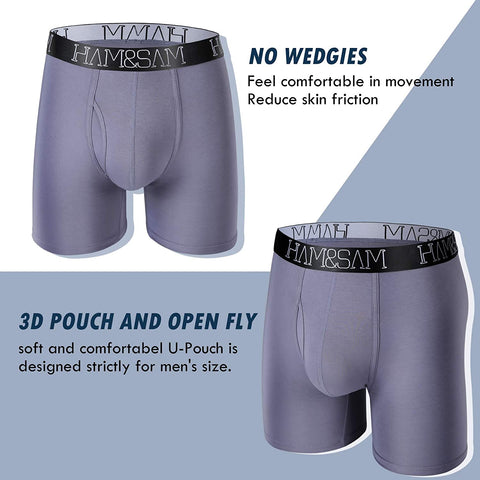 Men's Boxer Brief 4 Pack Bamboo Viscose Soft Comfortable Breathable Underwear for Men