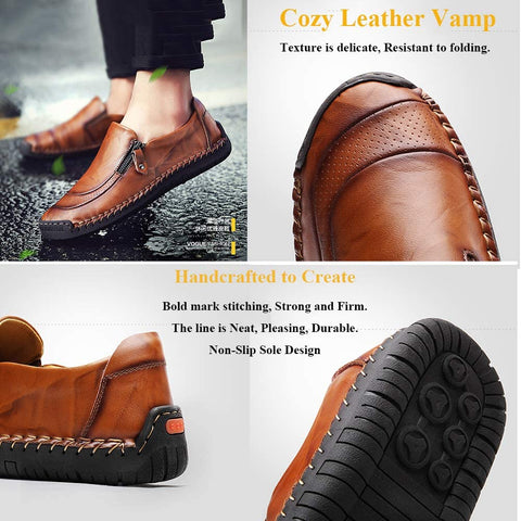 JINGJING Men Loafers Casual Zipper Non-Slip Soft Comfortable Slip On Loafers