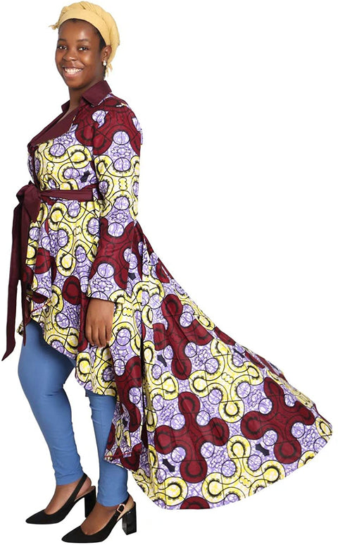 Women African Traditional Top Dashiki Print Long Sleeve Shirt Casual Cotton Outwear