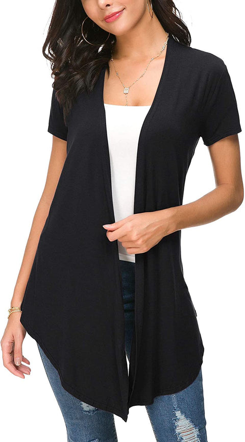 Womens Open Front Short Sleeve Cardigans for Women Lightweight Summer Drape Cardigan Vest
