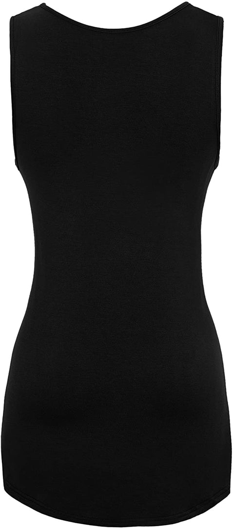 Women's Solid Bottoming Slim Fit Sleeveless Scoop Neck Stretchy Tank Tops