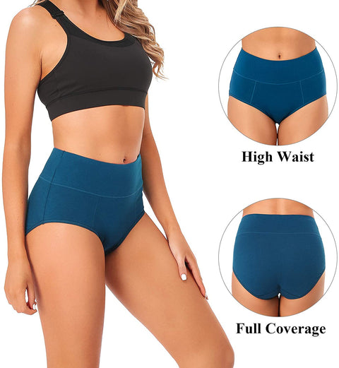 Women's Underwear Cotton High Waisted Full Coverage Briefs Breathable Soft Ladies Panties for women Plus Size & Regular Size