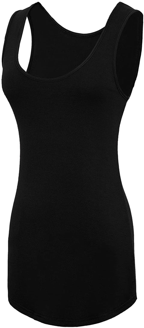 Women's Solid Bottoming Slim Fit Sleeveless Scoop Neck Stretchy Tank Tops