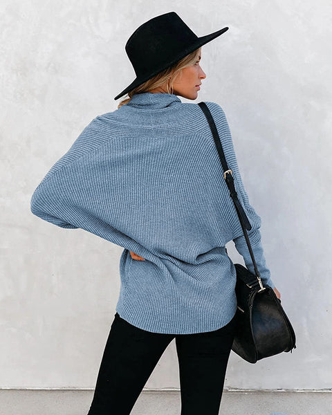 Women Casual Knitted V Neck Sweaters Long Sleeve Cross Wrap Front Asymmetric Hem Solid Pullover Top