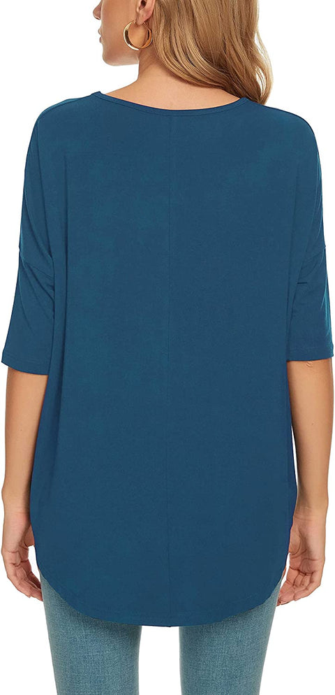 Urban CoCo Women's Casual V Neck T Shirt Short Sleeve Loose Tee Tops