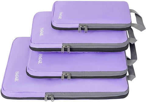 Bagail 4 Set Compression Packing Cubes+3 Water-resistant Airtight Zipper Pouch