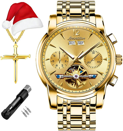 Golden Mens Mechanical Watch Automatic Wrist Watch