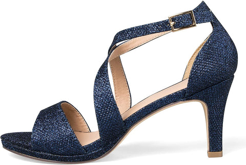 mysoft Women's Stilettos Sparkly Strappy Wedding Shoes Open Toe Prom Pump Heel Sandals
