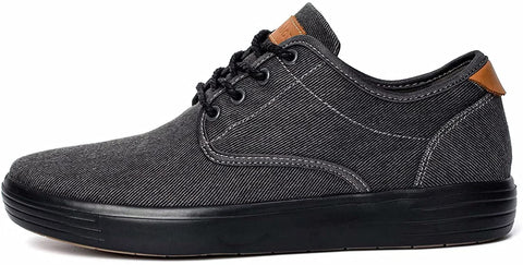 konhill Men's Canvas Fashion Sneakers - Lace-up Casual Flat Walking Skate Shoes