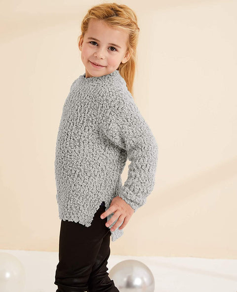GAMISOTE Girl's Fuzzy Warm Sweater Crew Neck Chunky Side Slit Jumper Pullover Outwear