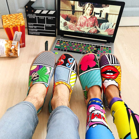UIN Women's Men's Fashion Sneakers Comfort Walking Pop Art Painted Canvas Slip Ons Travel Shoes