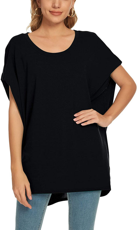 Women's Casual Solid Scoop Neck Summer Tops Sleeveless Loose Oversize Tees