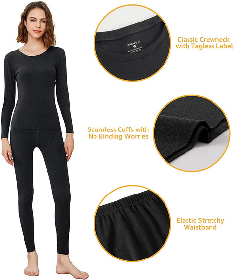 INNERSY Women's Thermal Underwear Set Thin Light Long Johns Base Layer for Cold Weather