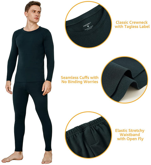 INNERSY Men's Thermal Underwear Set Thin Lightweight Long Johns Base Layer Top & Bottoms