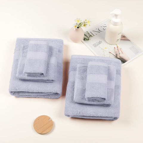 POKARLA Fresh Towel Set, 10 Piece Bathroom Towels Set (2 Bath Towels, 2 Wash Towels, 6 Hand Towels), 100% Cotton, Super Soft, Ultra-Absorbent, Fresh Feel, Easy Care,Shower Towel