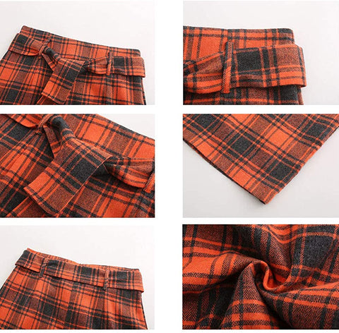Women's Belt A Line Fashion Belt Skirt Cute Plaid Skirt