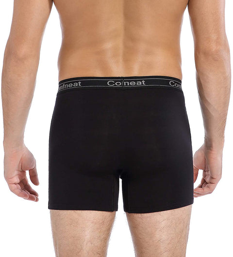 Men's 3 or 5-Pack Boxer Briefs Bamboo Rayon Ultra Soft Comfy Underwear with Fly