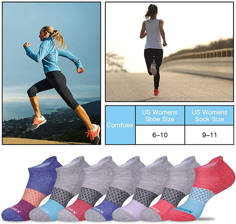 Womens Ankle Socks 7-Pack Cushioned Athletic Running Socks with Tab