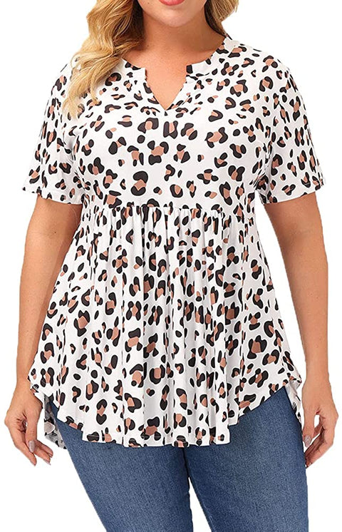 Women's Plus Size Tunic Tops Short Sleeve Floral Tunics for Leggings