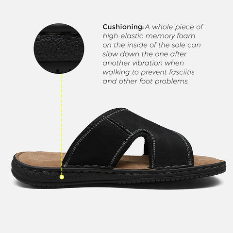 Men's Leather Sandals Arch Support Flip Flop Outdoor Retro Fisherman Sandals for Men