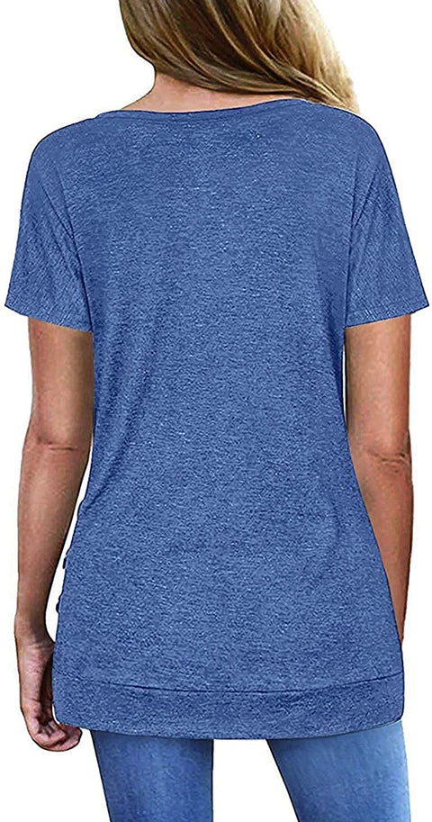 Women's Summer Short Sleeve T Shirts V Neck Casual Tunic Slim Tee Tops
