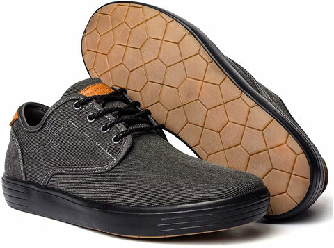 konhill Men's Canvas Fashion Sneakers - Lace-up Casual Flat Walking Skate Shoes