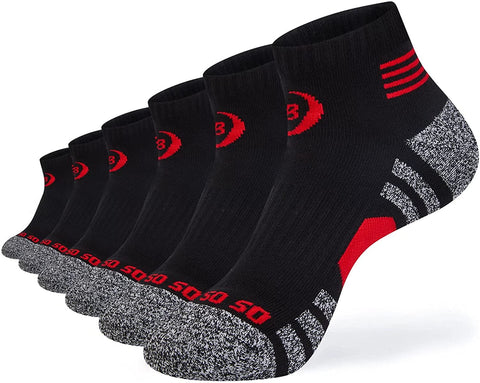 Mens Ankle Socks Athletic Thick Cushioned Breathable 6 Pairs Low MID-CREW With Arch Support Cozy Cotton Socks