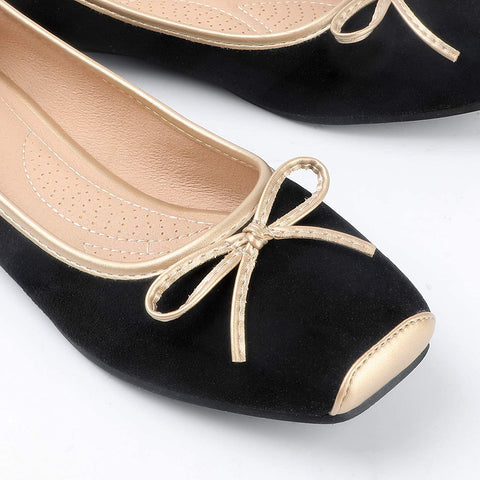 Heel The World Women's Ballet Flats Square Toe Ballerina Flat Shoes with Bow