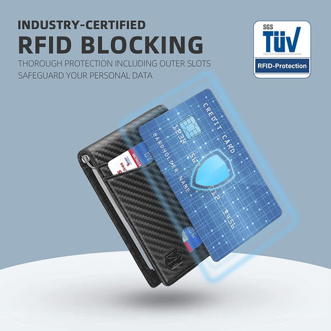 Zitahli RFID Wallet for Men, 14 Cards Slim Mens Wallet with Money Clip Front Pocket Wallet Bifold Leather Minimalist Credit Card Holder for Men with Gift Box and ID Window