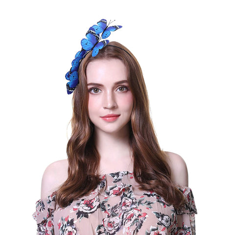 AWAYTR Girl Butterfly Fancy Fairy Headband Boho Chic Cloth Art Costume Party Tiara Crown Prop Hair Band Hoop Headband(Pink-1)
