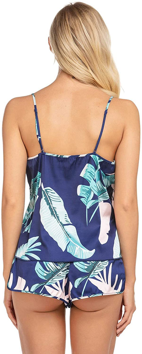Pajamas Sexy Women Satin Sleepwear Lingerie 2 Piece Silk Pjs Cami top and Shorts Sleep Camisole Nightwear Gift
