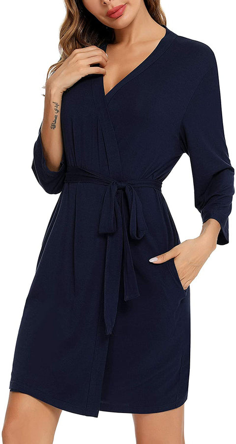 Robe for Women Kimono Robes Soft Bamboo Sleepwear Short Knit Bathrobe Ladies Loungewear S-XXL