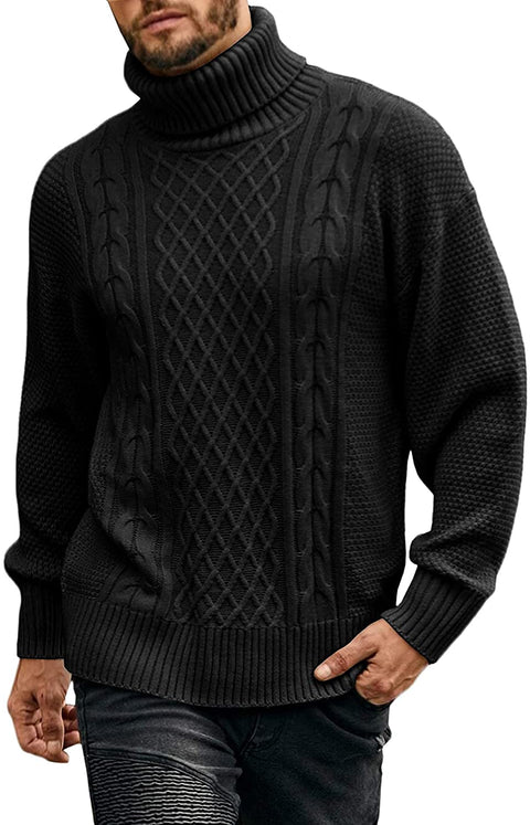 Men's Turtleneck Loose Fit Knit Sweaters