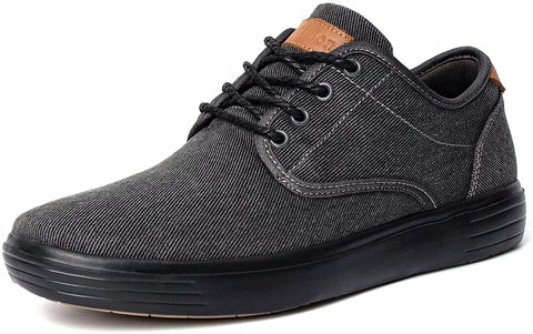 konhill Men's Canvas Fashion Sneakers - Lace-up Casual Flat Walking Skate Shoes