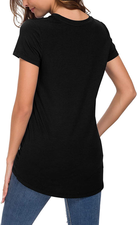 Urban CoCo Women's Crewneck Solid Color Twist Hem T-Shirt