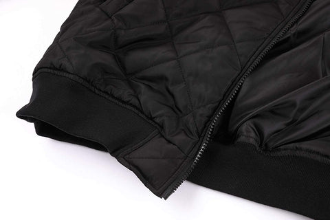 Mens Quilted Bomber Jackets Rib Diamond Lightweight Varsity Jackets Winter Chunky Flight Padded Coat Outwear