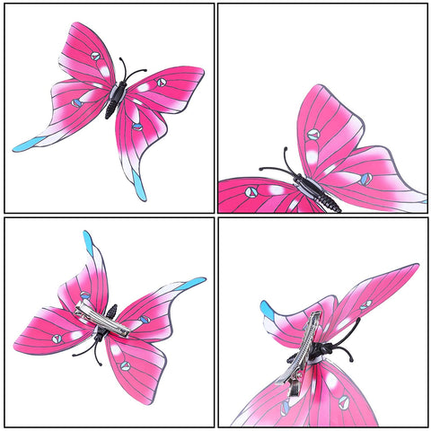 AWAYTR Realistic Printed Butterfly Hair Clip 12Pcs Fairy Hair Clips Set Hair Accessories for Girls Women (Purple)